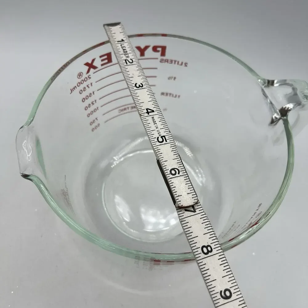 Vtg PYREX 8 Cup Clear Glass Measuring Cup #564 Red Lettering 64 oz USA J Handle